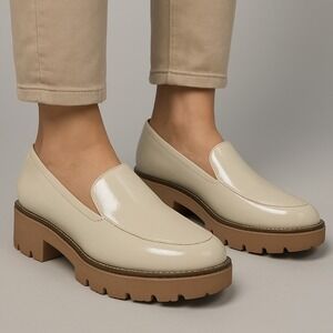 Vionic Kensley Patent Leather Loafers Beige‎ Platform Comfort Shoes Women's 9